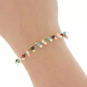 1.8mm rombo mesh beaded chain with 3.5mm faceted beads - Gold x 50cm