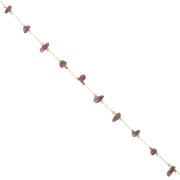 5mm Beaded chain - Gemstone chips - cable mesh - Gold - Garnet x 50cm