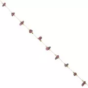 5mm Beaded chain - Gemstone chips - cable mesh - Gold - Garnet x 50cm