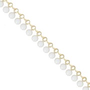 6mm Chain with epoxy resin pendants - Gold - White x 50cm