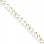 6mm Chain with epoxy resin pendants - Gold - White x 50cm