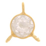 6mm 3-Ring Round Zirconium Oxide Spacer - Fine Gold Plated - Crystal x1|raw }}