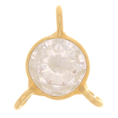 6mm 3-Ring Round Zirconium Oxide Spacer - Fine Gold Plated - Crystal x1