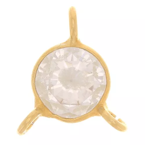 6mm 3-Ring Round Zirconium Oxide Spacer - Fine Gold Plated - Crystal x1