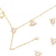 6mm 3-Ring Round Zirconium Oxide Spacer - Fine Gold Plated - Crystal x1