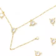 6mm 3-Ring Round Zirconium Oxide Spacer - Fine Gold Plated - Crystal x1