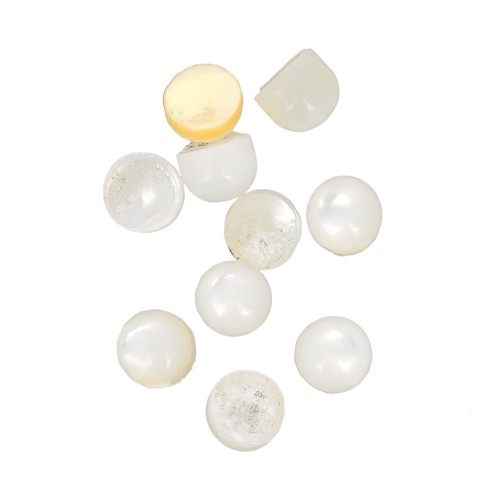 3mm round cabochons for gluing or setting - Mother-of-pearl x5