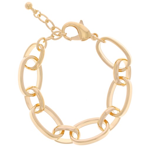 15mm Bracelet large flat oval forçat link - Fine Gold plated x 20cm