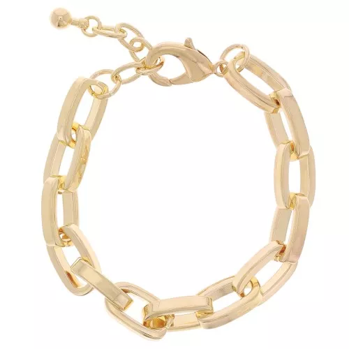 9.5mm Large rectangular mesh bracelet - Fine Gold plated x 18cm