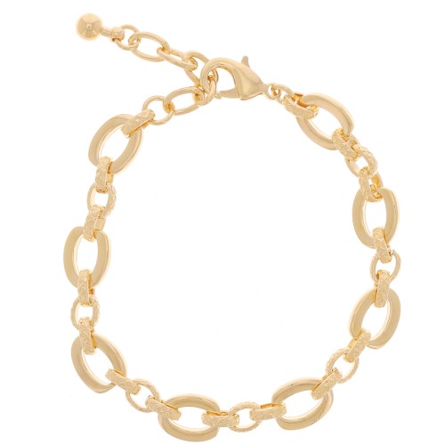 9mm oval cable mesh bracelet with fine gold diamond effect x 19cm