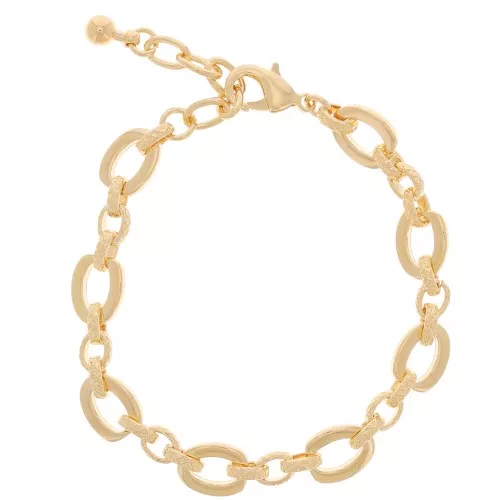 9mm oval cable mesh bracelet with fine gold diamond effect x 19cm