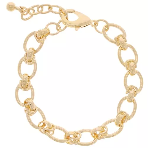 10mm oval fancy large mesh bracelet - Fine Gold plated x 19cm