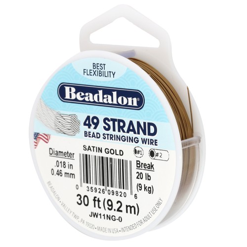 Stainless steel 49 strands 0.46mm Wire - Beadalon - Satin gold x9.2m
