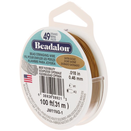 Stainless steel 49 strands 0.46mm Wire - Beadalon - Satin gold x31m