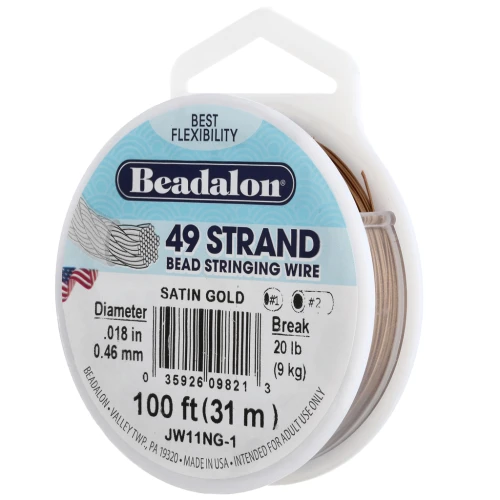 Stainless steel 49 strands 0.46mm Wire - Beadalon - Satin gold x31m