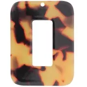 40x30mm Rectangular pendant in opaque acetate - Tortoiseshell - Brown - Black