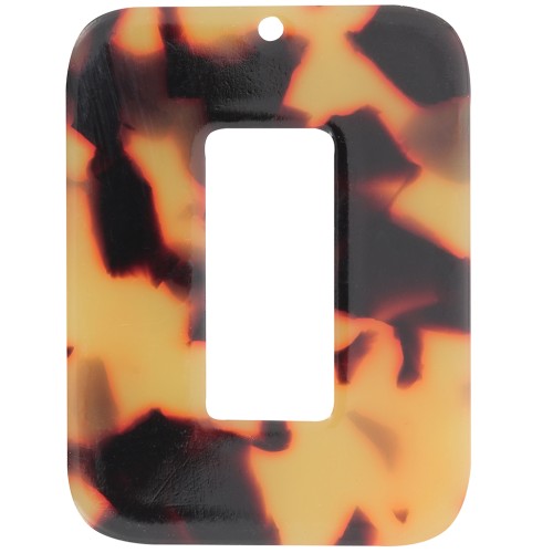 40x30mm Rectangular pendant in opaque acetate - Tortoiseshell - Brown - Black
