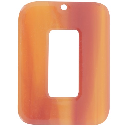 40x30mm Rectangular pendant in opaque acetate - Marbled Fauve x1