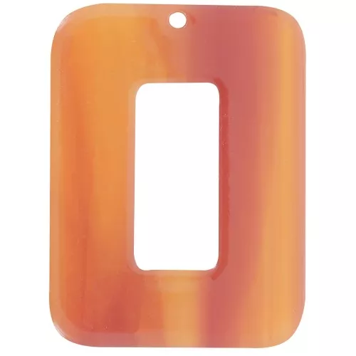 40x30mm Rectangular pendant in opaque acetate - Marbled Fauve x1