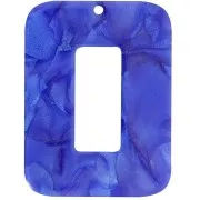 40x30mm Rectangular pendant in opaque acetate - Royal blue pearl x1