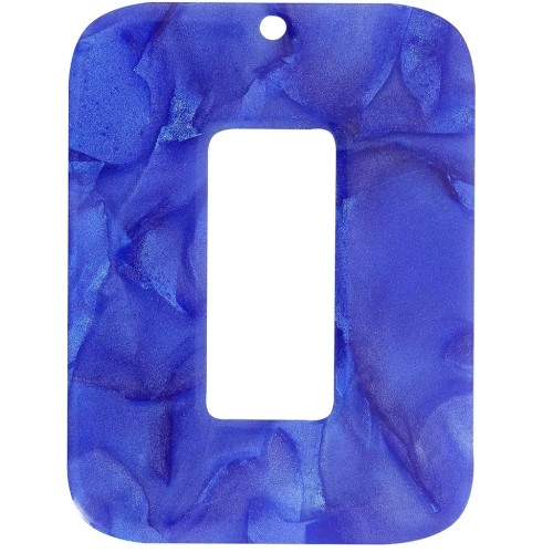 40x30mm Rectangular pendant in opaque acetate - Royal blue pearl x1