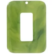40x30mm Rectangular pendant in opaque acetate - Marbled Olive x1