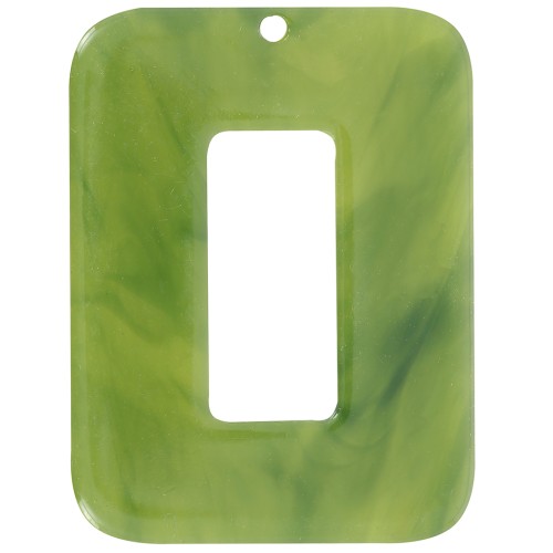 40x30mm Rectangular pendant in opaque acetate - Marbled Olive x1