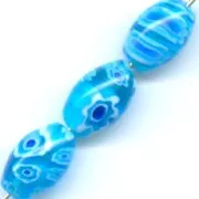 Millefiori Olives 12x8mm turquoise x5