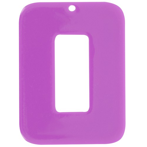40x30mm Rectangular pendant in opaque acetate - Magenta x1