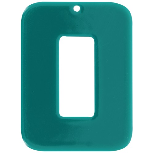 40x30mm Rectangular pendant in opaque acetate - Bottle green x1