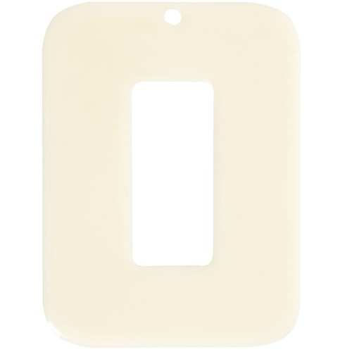 40x30mm Rectangular pendant in opaque acetate - Ecru x1