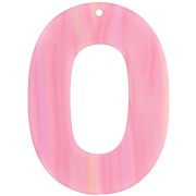 Oval hollow pendant 47x34 mm in opaque acetate - Striped Multi-rose pearl x1