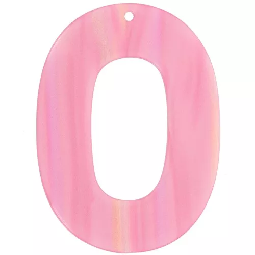 Oval hollow pendant 47x34 mm in opaque acetate - Striped Multi-rose pearl x1