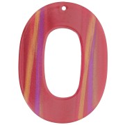 47x34mm Opaque acetate oval hollow pendant - Multi-red pearly stripe x1|raw }}