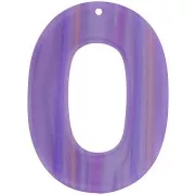 Oval pendant 47x34 mm in opaque acetate - Striped Multi-violet pearly x1