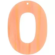 Oval pendant 47x34 mm in opaque acetate - Multi-orange pearly stripe x1