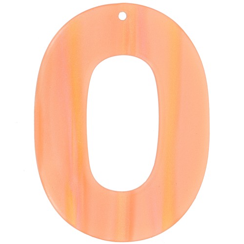 47x34mm Opaque acetate oval hollow pendant - Multi-orange pearly stripe x1