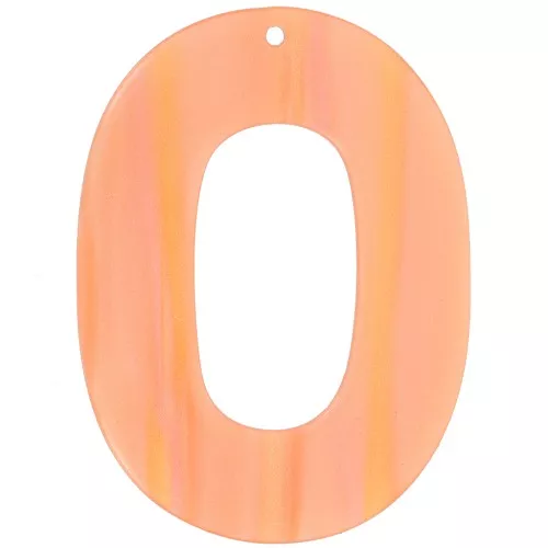 Oval pendant 47x34 mm in opaque acetate - Multi-orange pearly stripe x1