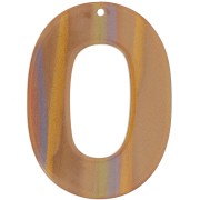 47x34mm Opaque acetate oval hollow pendant - Multi-stripe pearly brown x1
