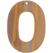 Oval pendant 47x34 mm in opaque acetate - Multi-striped pearly brown x1
