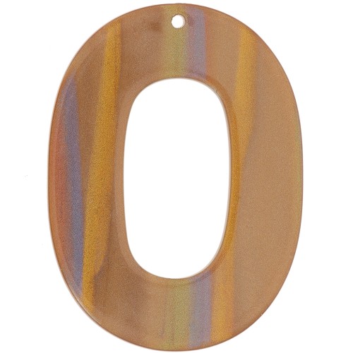 47x34mm Opaque acetate oval hollow pendant - Multi-stripe pearly brown x1