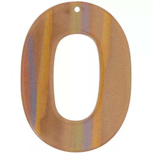Oval pendant 47x34 mm in opaque acetate - Multi-striped pearly brown x1