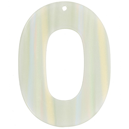 47x34mm opaque acetate oval hollow pendant - Multi-stripe light green pearly