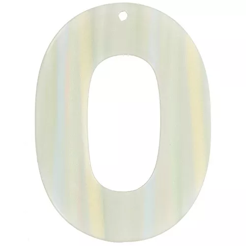 Oval hollow pendant 47x34 mm in opaque acetate - Multi-stripe light green pearl
