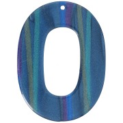 47x34mm opaque acetate oval hollow pendant - Striped Multi-blue pearl x1