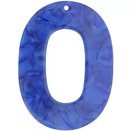 Oval pendant 47x34 mm in opaque acetate - Royal blue pearl x1