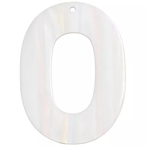 Oval pendant 47x34 mm in opaque acetate - Striped Multi-White Pearl x1