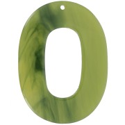 47x34mm transparent acetate oval hollow pendant - Marbled Olive x1