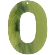 Pendentif ovale évidé en acetate transparent 47x34 mm - Marbré Olive x1
