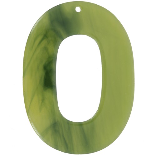 47x34mm transparent acetate oval hollow pendant - Marbled Olive x1